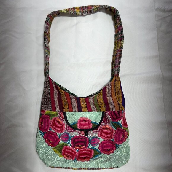 Boho Floral Embroidered Shoulder Bag – Multicolor Ethnic Crossbody Purse - Picture 1 of 10